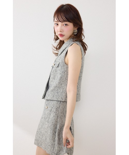 ベスト ジレ 「AKB48着用」ノースリーブツイードトップス　春服 夏服 レディース | rienda | 11