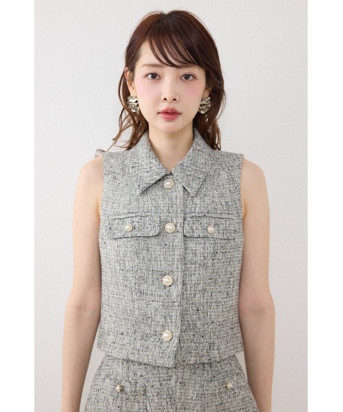 ベスト ジレ 「AKB48着用」ノースリーブツイードトップス　春服 夏服 レディース | rienda | 13