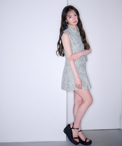 ベスト ジレ 「AKB48着用」ノースリーブツイードトップス　春服 夏服 レディース | rienda | 05