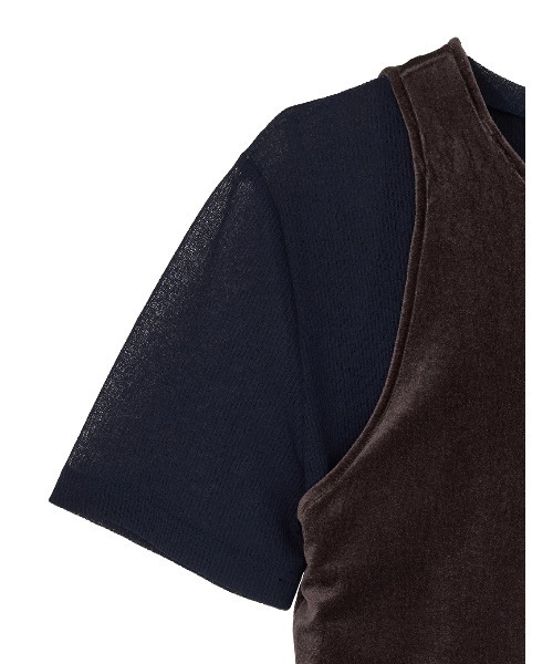 Ameri（アメリ） tシャツ 半袖 MEDI SHEER VELOUR SET TOP レディース