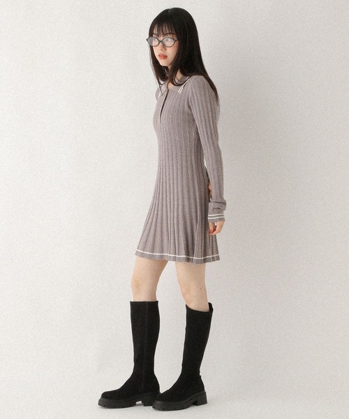 「Heather」 ニットワンピース FREE ネイビー レディース_画像5