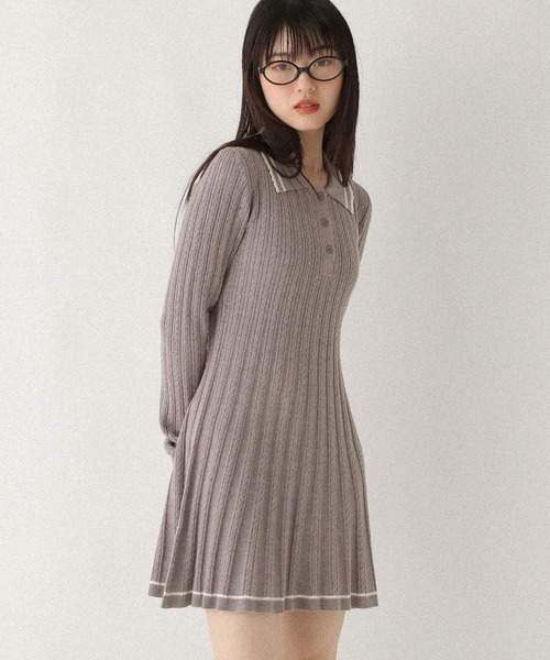 「Heather」 ニットワンピース FREE ネイビー レディース_画像7