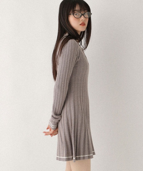 「Heather」 ニットワンピース FREE ネイビー レディース_画像8