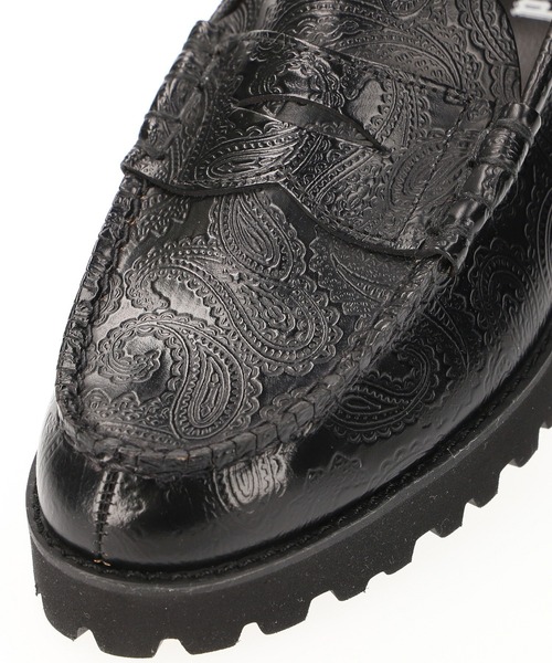 ローファー (The Kenford Fineshoes)TANK SOLE LOAFERSBLACK PAISLEY レディースの画像