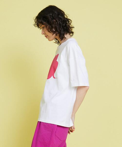 「FRAPBOIS」 半袖Tシャツ 2 ホワイト×ピンク レディース_画像7