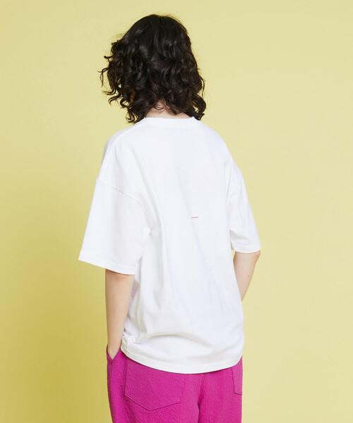 「FRAPBOIS」 半袖Tシャツ 2 ホワイト×ピンク レディース_画像8