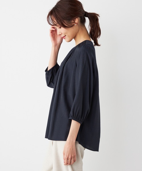 「A/C DESIGN BY ALPHA CUBIC」 7分袖ブラウス 11号 オフホワイト レディース_画像3