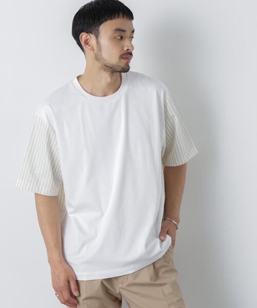 NANO universe（ナノ・ユニバース） tシャツ スムース布帛ドッキングT 