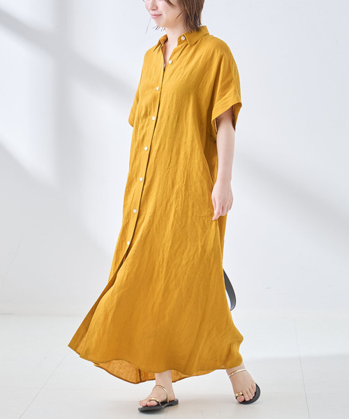 美品✨ヌキテパ　ドルマンシャツワンピース　オレンジ　オーバーサイズ　ゆったり journal standard L'essage（ジャーナルスタンダード レサージュ