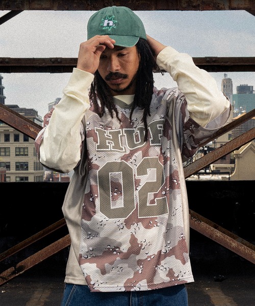 HUF フットボールTシャツ HUF（ハフ） tシャツ CAMO FOOTBALL JERSEY メンズ レディース