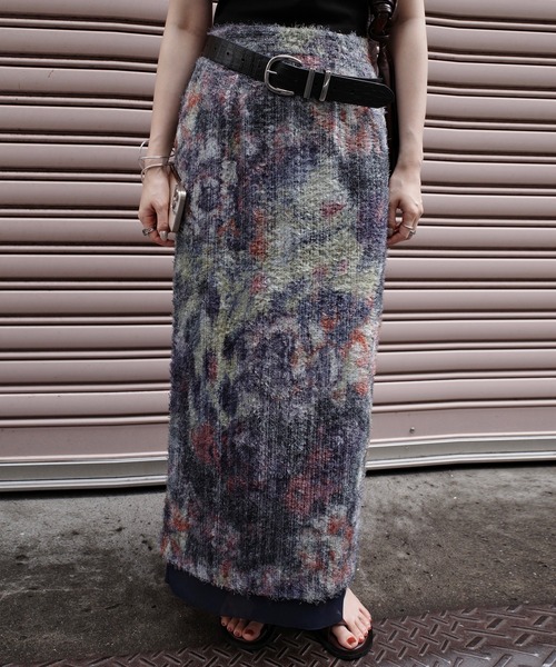 Ameri（アメリ） ロング スカート 夏 WOVEN PATTERN FLOWER SKIRT