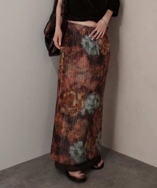 Ameri（アメリ） ロング スカート 夏 WOVEN PATTERN FLOWER SKIRT