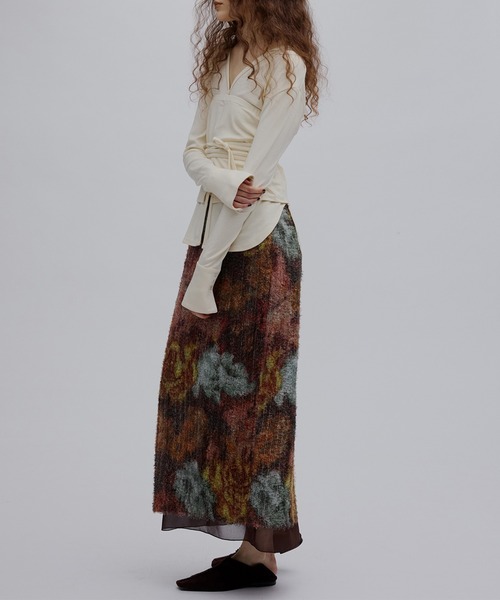 Ameri（アメリ） ロング スカート 夏 WOVEN PATTERN FLOWER SKIRT