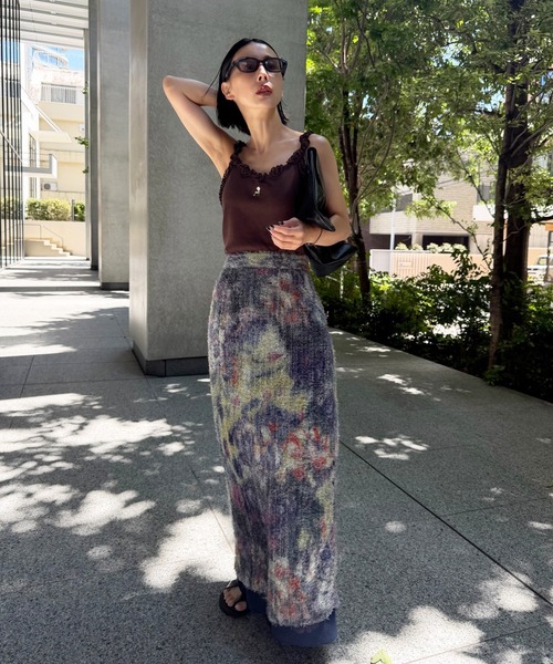 Ameri（アメリ） ロング スカート 夏 WOVEN PATTERN FLOWER SKIRT