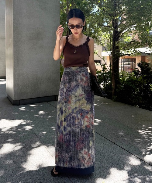 Ameri（アメリ） ロング スカート 夏 WOVEN PATTERN FLOWER SKIRT