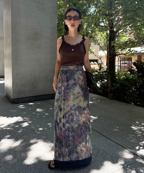 Ameri（アメリ） ロング スカート 夏 WOVEN PATTERN FLOWER SKIRT