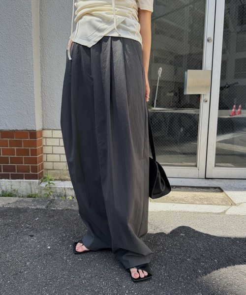 nananamoe（ナナナモエ） ワイドパンツ スラックス パンツ tuck wide