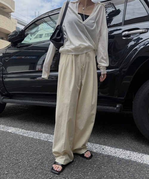 nananamoe（ナナナモエ） ワイドパンツ スラックス パンツ tuck wide