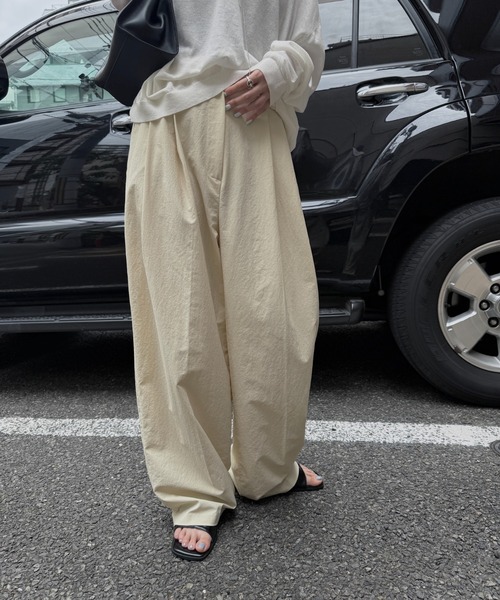 nananamoe（ナナナモエ） ワイドパンツ スラックス パンツ tuck wide
