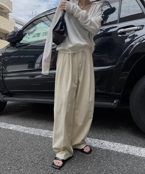 nananamoe（ナナナモエ） ワイドパンツ スラックス パンツ tuck wide
