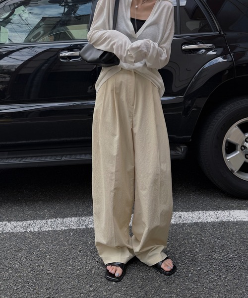 nananamoe（ナナナモエ） ワイドパンツ スラックス パンツ tuck wide