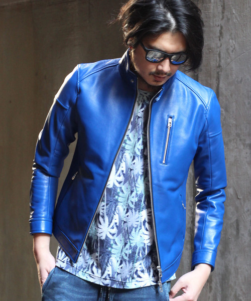 ラトルトラップ　ライダースジャケット　シングル　羊革　ネイビー　L RATTLE TRAP（ラトルトラップ） 革ジャン ライダース SHEEP LEATHER