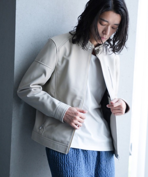 美品 Rattle Trap ラムレザー シングルライダース グレージュ M RATTLE TRAP（ラトルトラップ） ブルゾン アウター SHEEP LEATHER