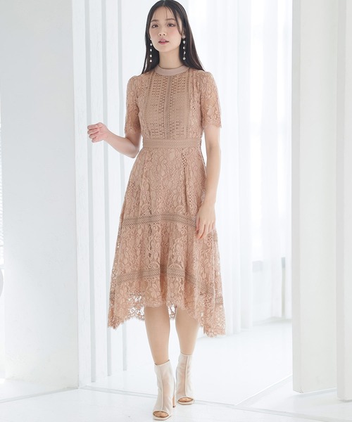 PourVous（プールヴー） ドレス ミモレ丈＆七分袖フォーマルフィッシュ