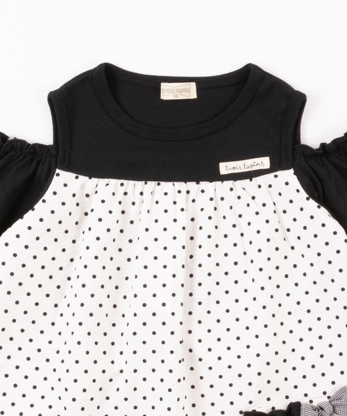 trois lapins kp ワンピース ドット柄オフショルダーワンピース
