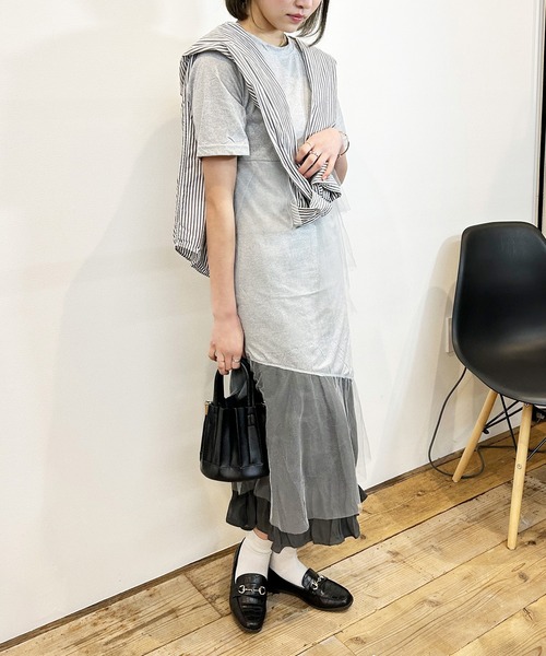 待望 4l5l 確認用 マルチストライプ柄 ドルマン ミモレ丈ワンピース ワンピース Baler Gov Ph