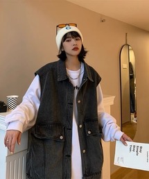 アルベロベロ　デニムベスト ALMO ベスト ジレ デニムベスト(NEZ) メンズ レディース