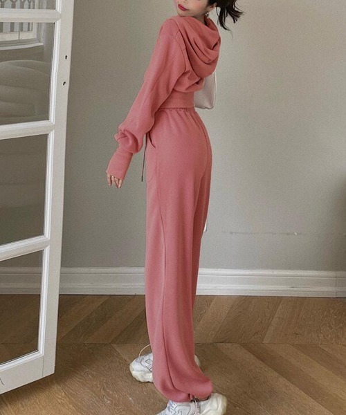 パジャマ ルームウェア 2点セットルームウェア 指穴ダブルジップ