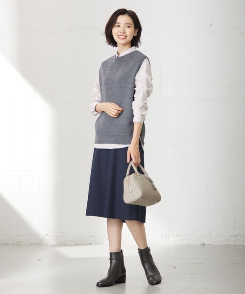 ベスト ジレ 「洗える」DRALON MERINO ニット レディース
