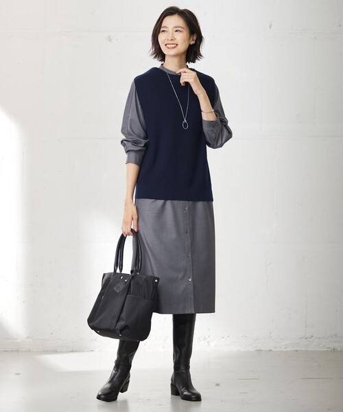 ベスト ジレ 「洗える」DRALON MERINO ニット レディース