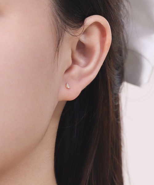 ESTELLE ピアス K10 ピンクゴールド ダイヤモンド しずく