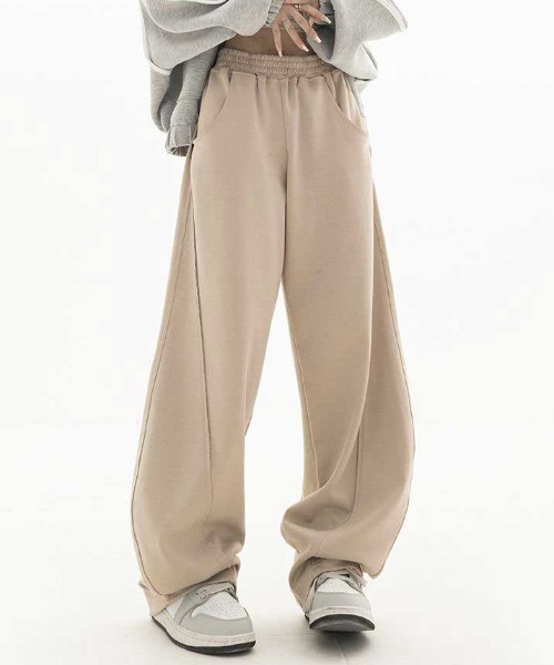 【Deuxieme Classe】ジャージーラインパンツ ベージュ FREE ワイドパンツ スウェットパンツ ジャージ ラインベーシックスウェット