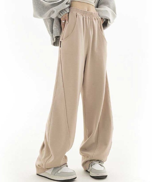 ワイドパンツ スウェットパンツ ジャージ ラインベーシックスウェット