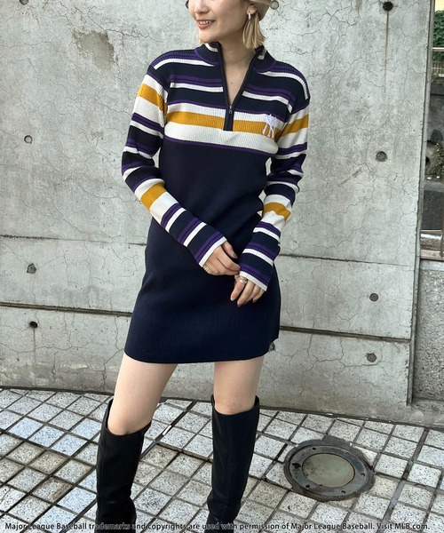 BACK TO THE FIELD ワンピース 「MLB」マルチボーダーハーフZIP