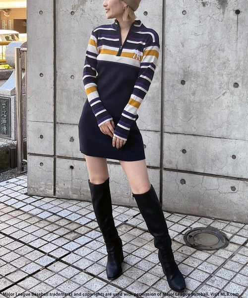 BACK TO THE FIELD ワンピース 「MLB」マルチボーダーハーフZIP
