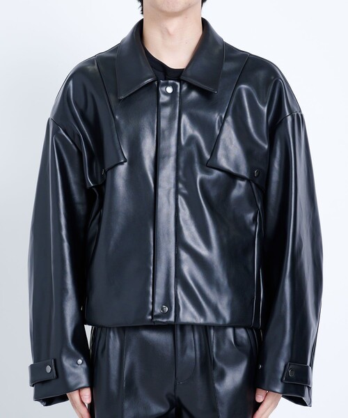 LiNoH ジャケット ライダースジャケット シンセティックレザーブルゾン 