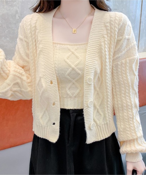 カーディガン SHORT CABLE CARDIGAN SET / ショート丈カーディガン+  