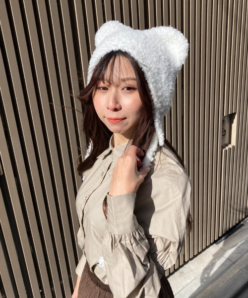 Yuria_Mrs様♡リクエスト 2点 まとめ商品 くま耳ニット帽 ニット帽 ニットキャップ 紐付きくま耳ニット帽 レディース