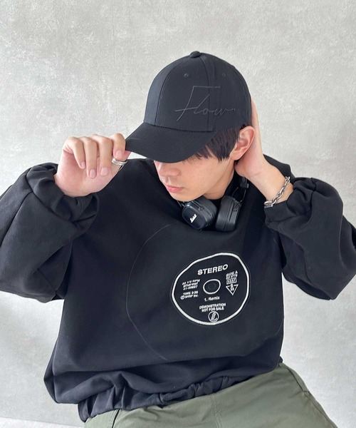 Satur ロゴ入り 黒キャップ BAYBLO キャップ 帽子 (KS)FLOW ロゴキャップ メンズ レディース
