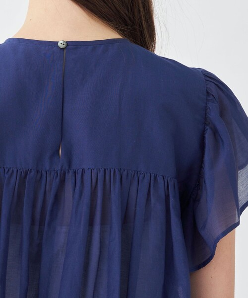 ♡美品♡ ドゥロワー　コットンシルクフリルカフ ブラウス　イエロー　23SS コットンシルク シャーリングラッフルスリーブブラウス