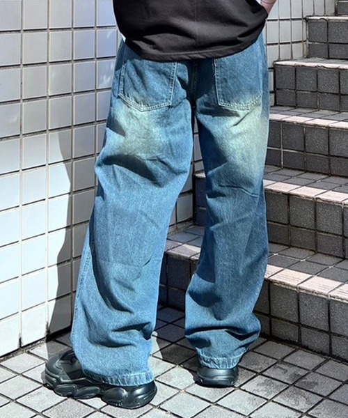 ジーンズ デニム デニムパンツ ワイドバギーダメージデニムパンツ レディース メンズ | ブランド登録なし | 03