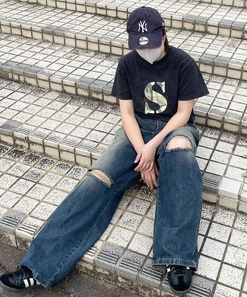 ジーンズ デニム デニムパンツ ワイドバギーダメージデニムパンツ レディース メンズ | ブランド登録なし | 06