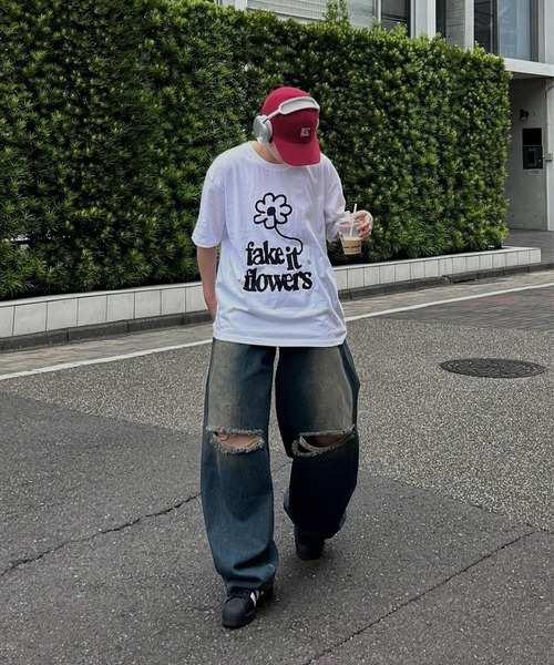 ジーンズ デニム デニムパンツ ワイドバギーダメージデニムパンツ レディース メンズ | ブランド登録なし | 10