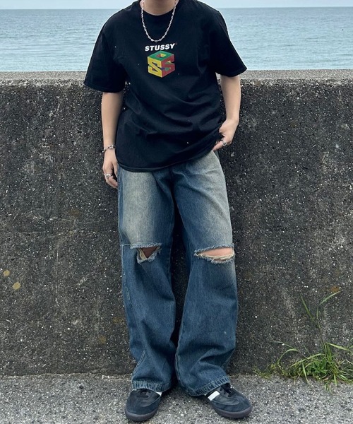 ジーンズ デニム デニムパンツ ワイドバギーダメージデニムパンツ レディース メンズ | ブランド登録なし | 11