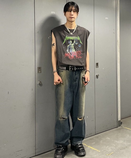 ジーンズ デニム デニムパンツ ワイドバギーダメージデニムパンツ レディース メンズ | ブランド登録なし | 07