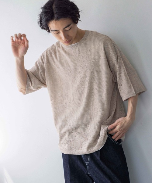 LOWRYS FARM tシャツ メッシュフラワージャガードSS 121829